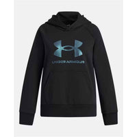 Hooded Sweatshirt for Girls Under Armour Rival Flc Shimmer Hdy Black