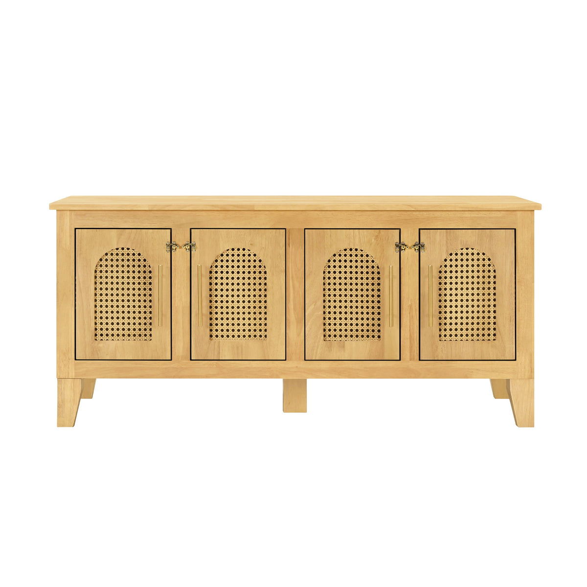 Rattan Wooden Dog Crate Cabinet with Storage – Indoor Rubber Wood Pet