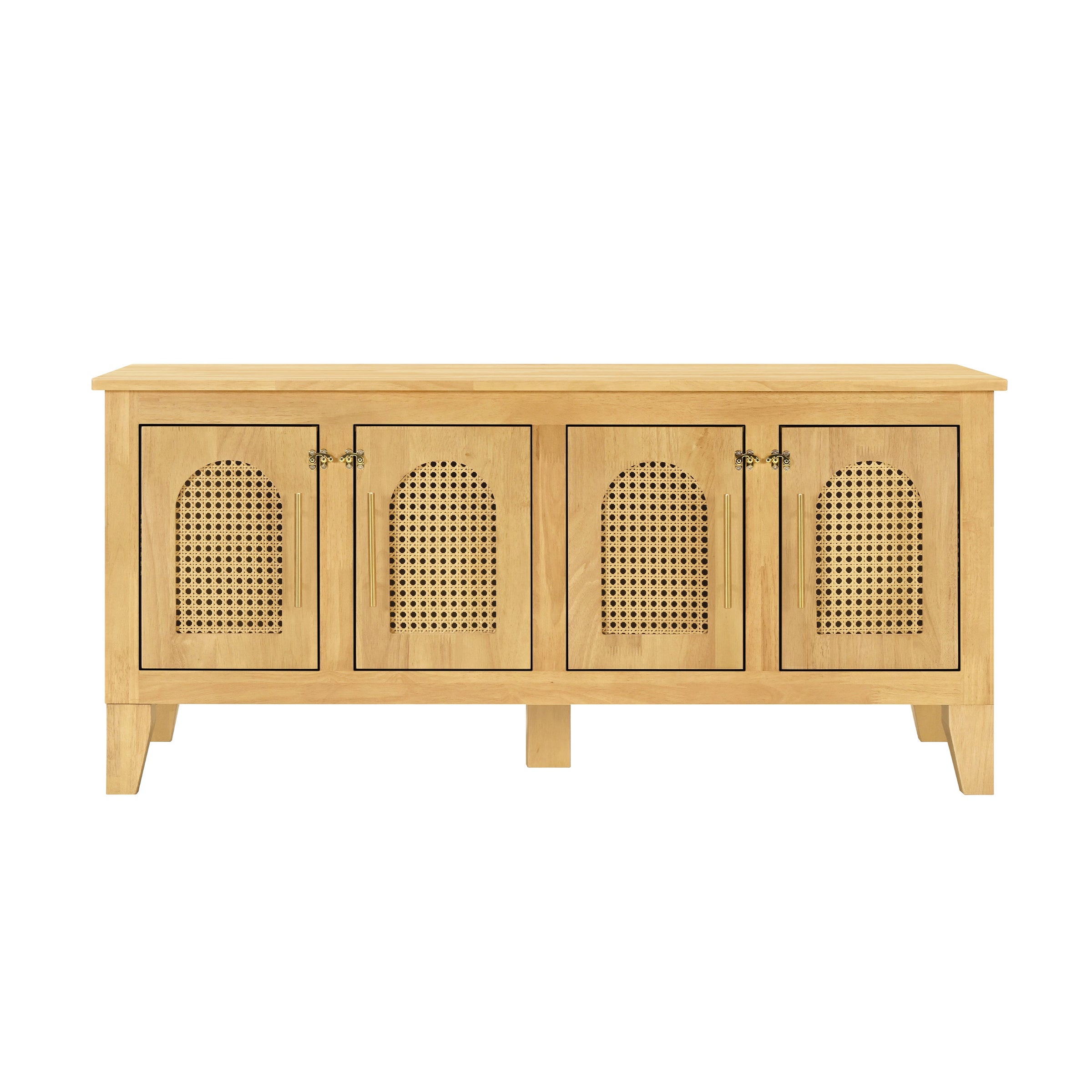 Rattan Wooden Dog Crate Cabinet with Storage – Indoor Rubber Wood Pet