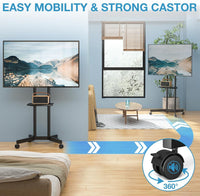 Rolling TV Stand 32-75 Inch With Height Adjustable Shelf