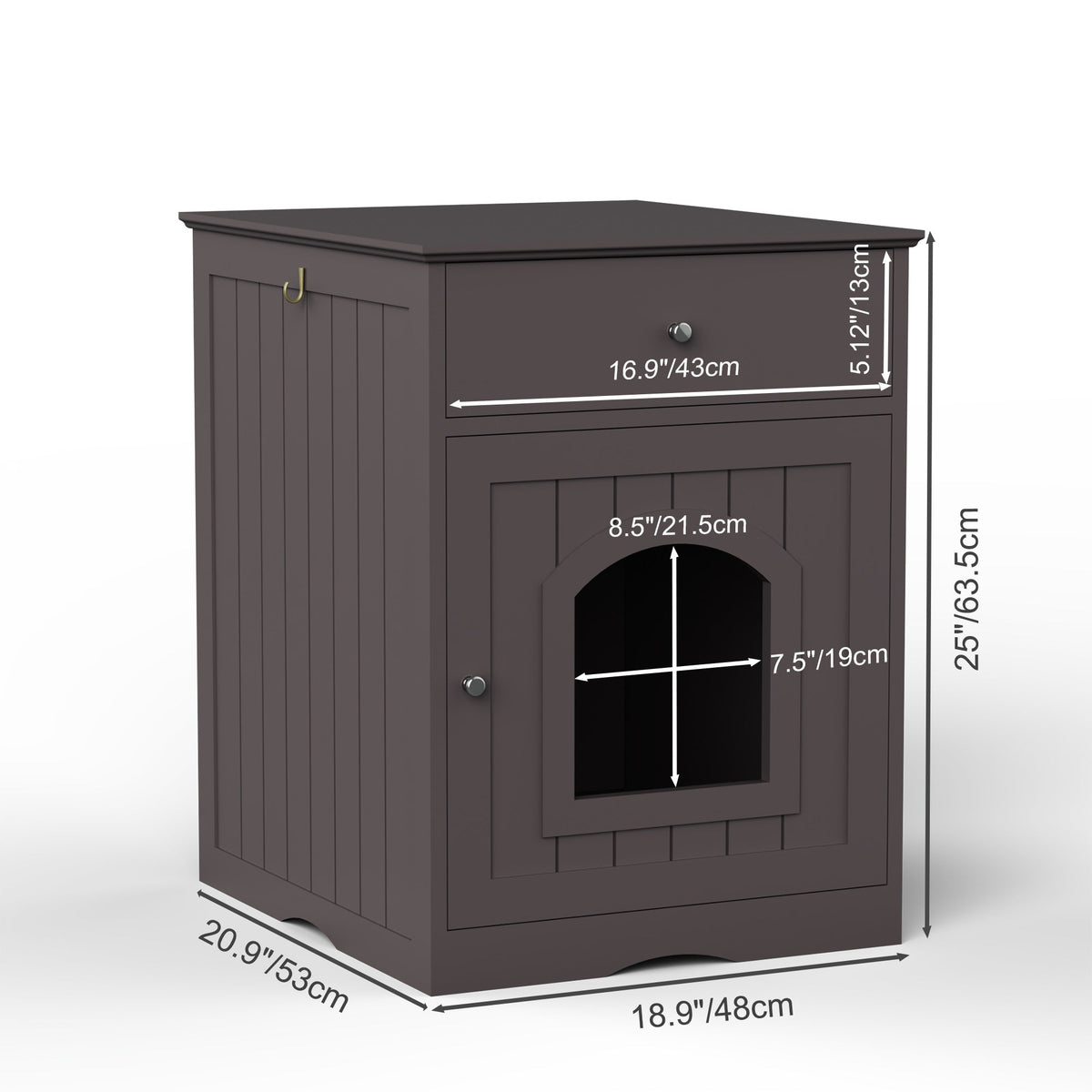 Wooden Cat Litter Box Enclosure with Drawer – MDF Pet House Side Table