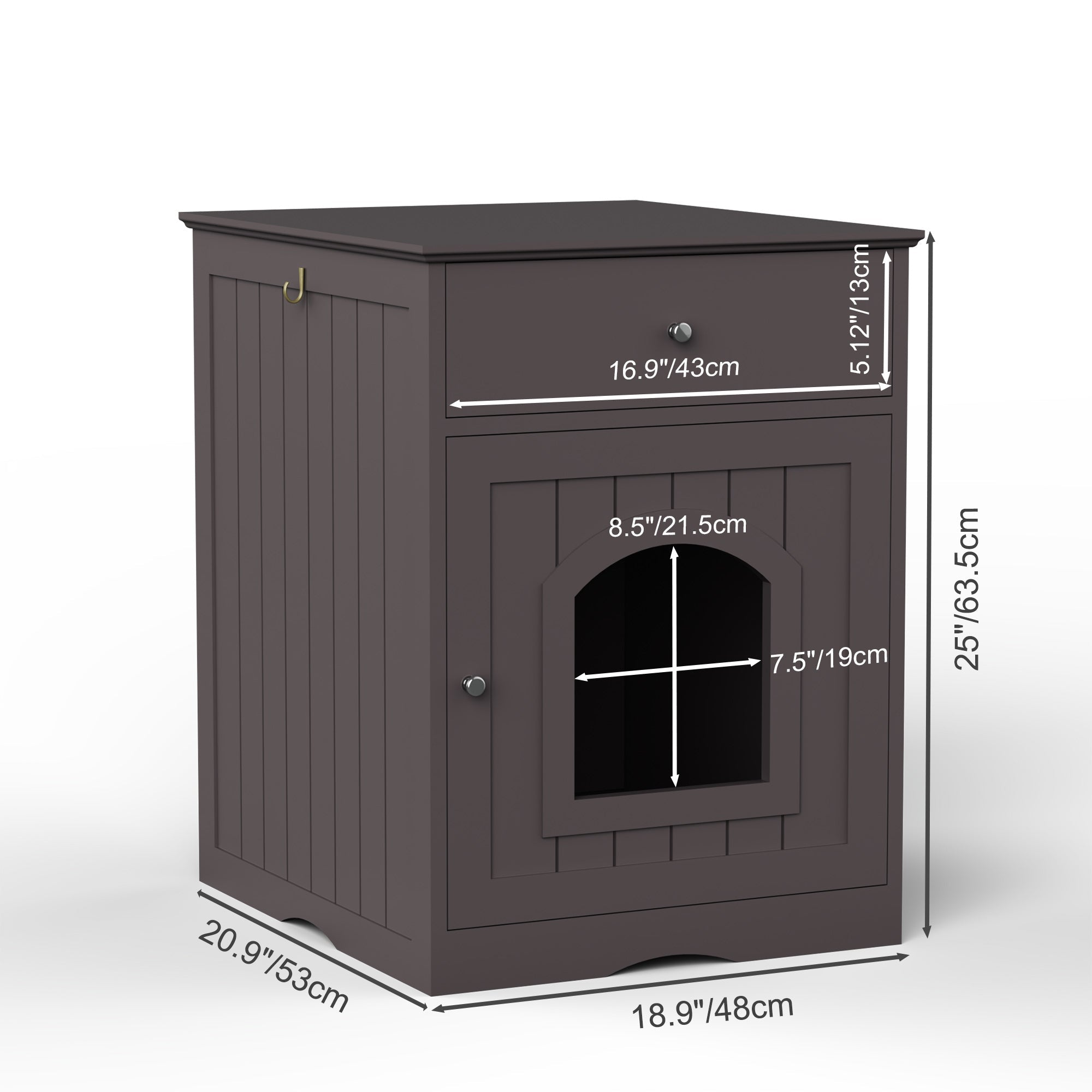 Wooden Cat Litter Box Enclosure with Drawer – MDF Pet House Side Table
