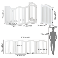 27.6" Tall Freestanding Wooden Pet Gate – Foldable 4-Panel Dog Safety