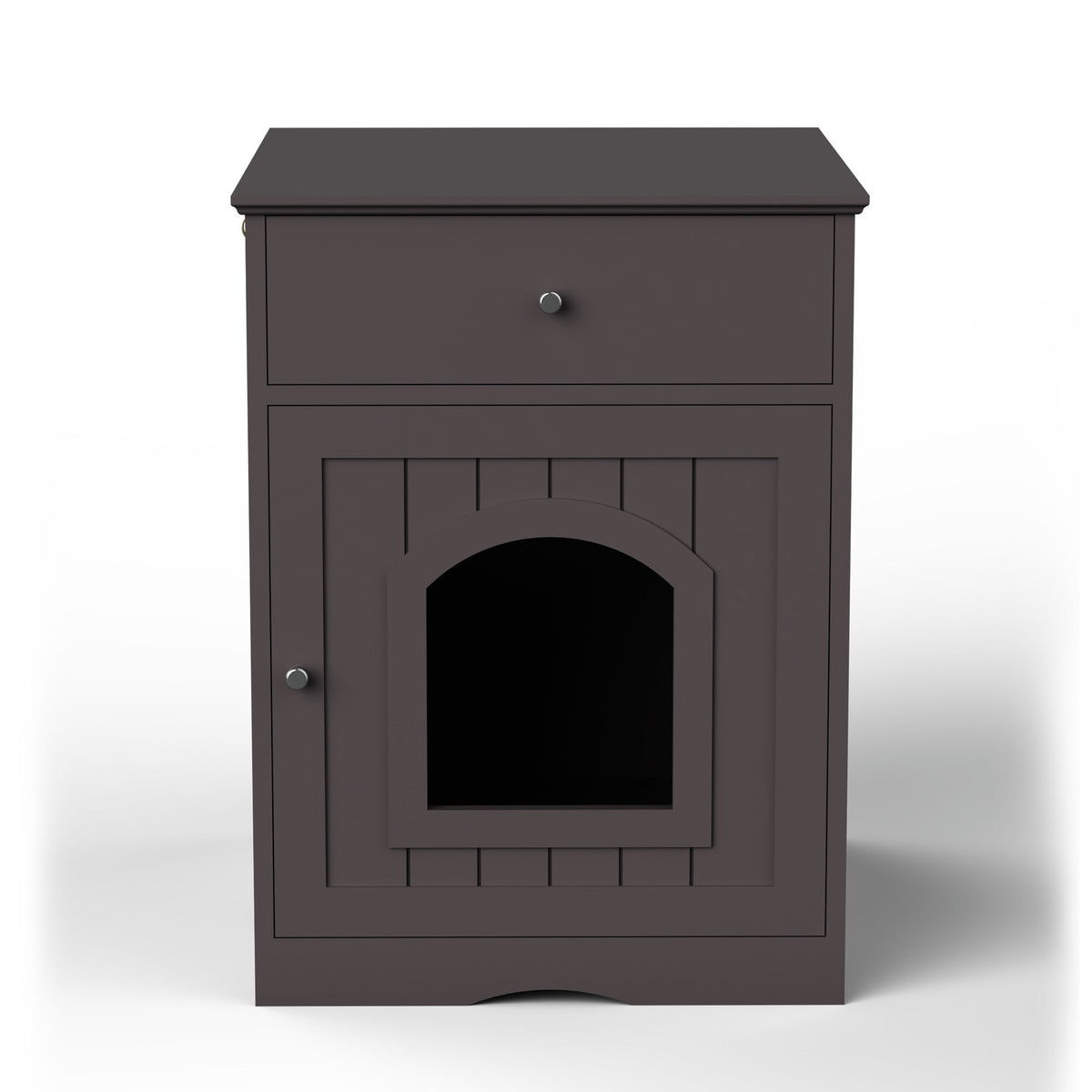 Wooden Cat Litter Box Enclosure with Drawer – MDF Pet House Side Table