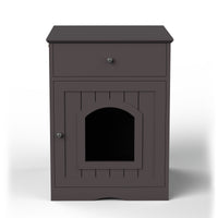 Wooden Cat Litter Box Enclosure with Drawer – MDF Pet House Side Table