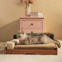 Modern Wooden Pet Bed for Cats & Dogs – Oak Veneer Frame with