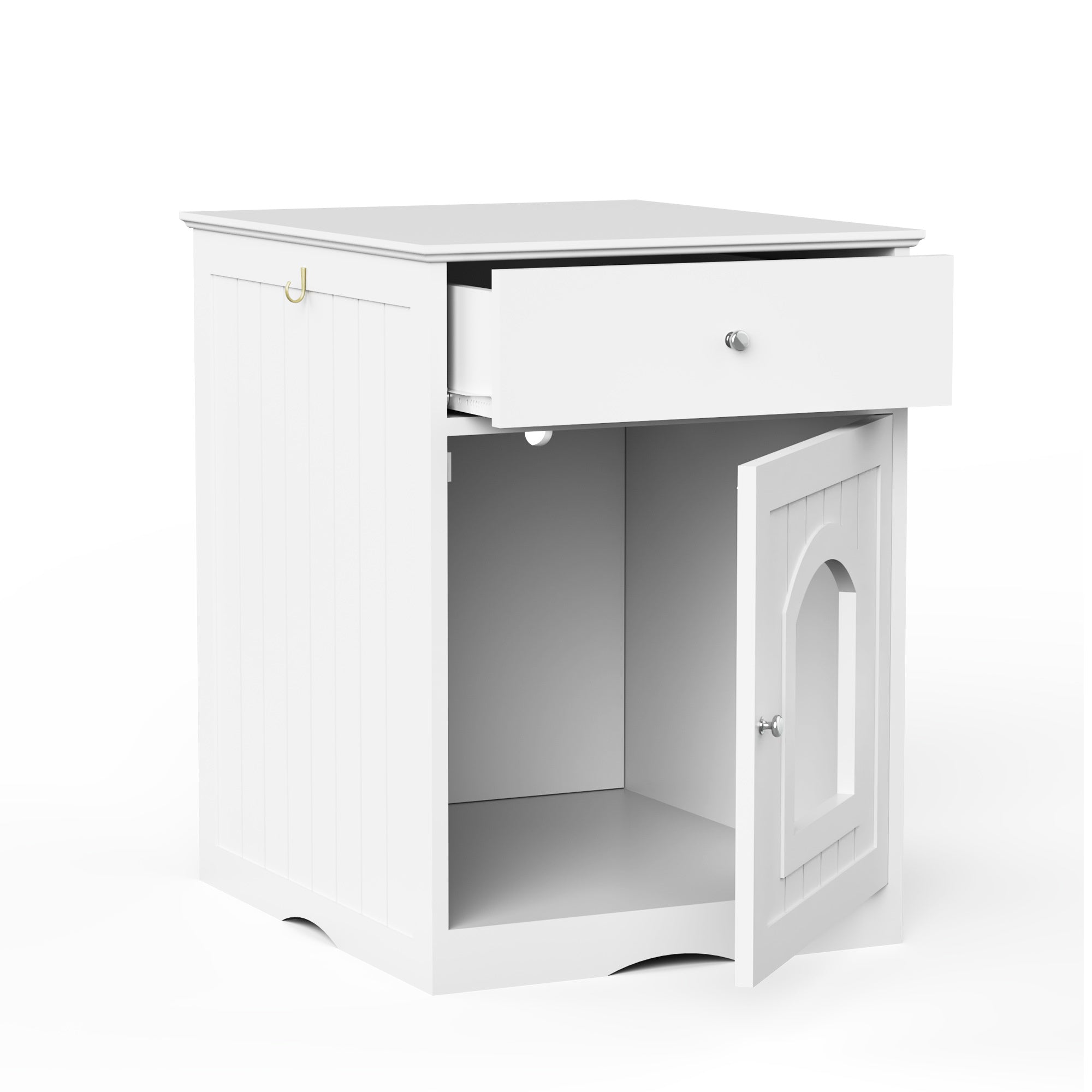 Wooden Cat Litter Box Enclosure with Drawer – MDF Pet House Side Table