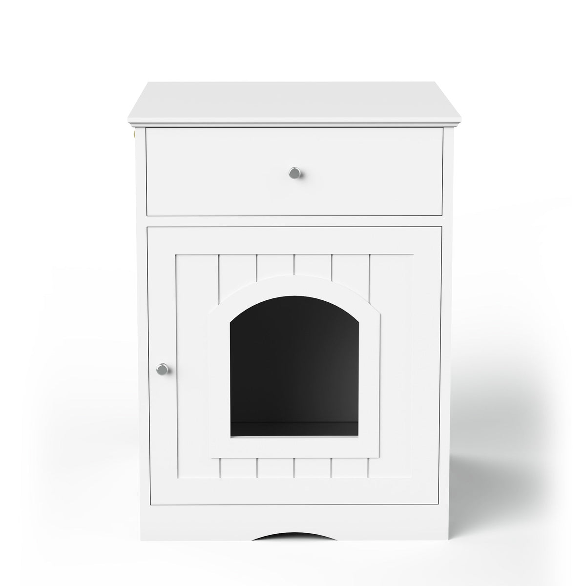 Wooden Cat Litter Box Enclosure with Drawer – MDF Pet House Side Table