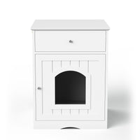 Wooden Cat Litter Box Enclosure with Drawer – MDF Pet House Side Table