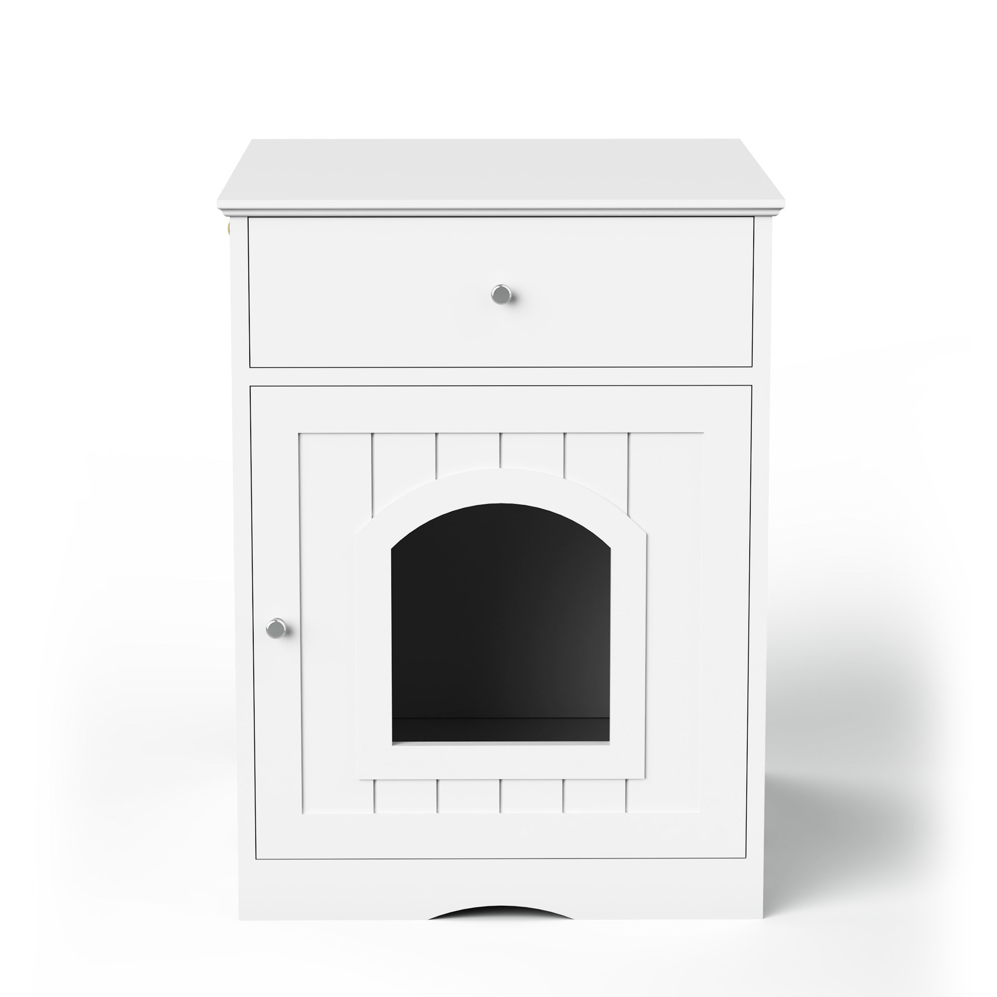 Wooden Cat Litter Box Enclosure with Drawer – MDF Pet House Side Table