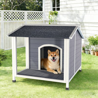 Outdoor Wooden Dog House – Weatherproof Dog Shelter with Asphalt Roof,