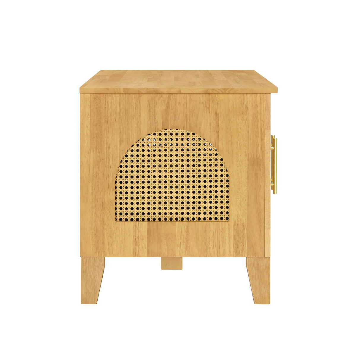 Rattan Wooden Dog Crate Cabinet with Storage – Indoor Rubber Wood Pet