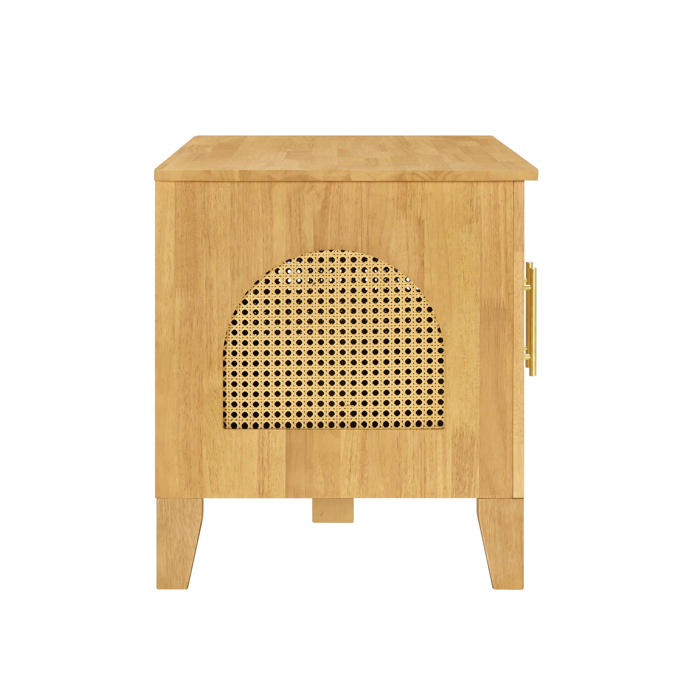 Rattan Wooden Dog Crate Cabinet with Storage – Indoor Rubber Wood Pet
