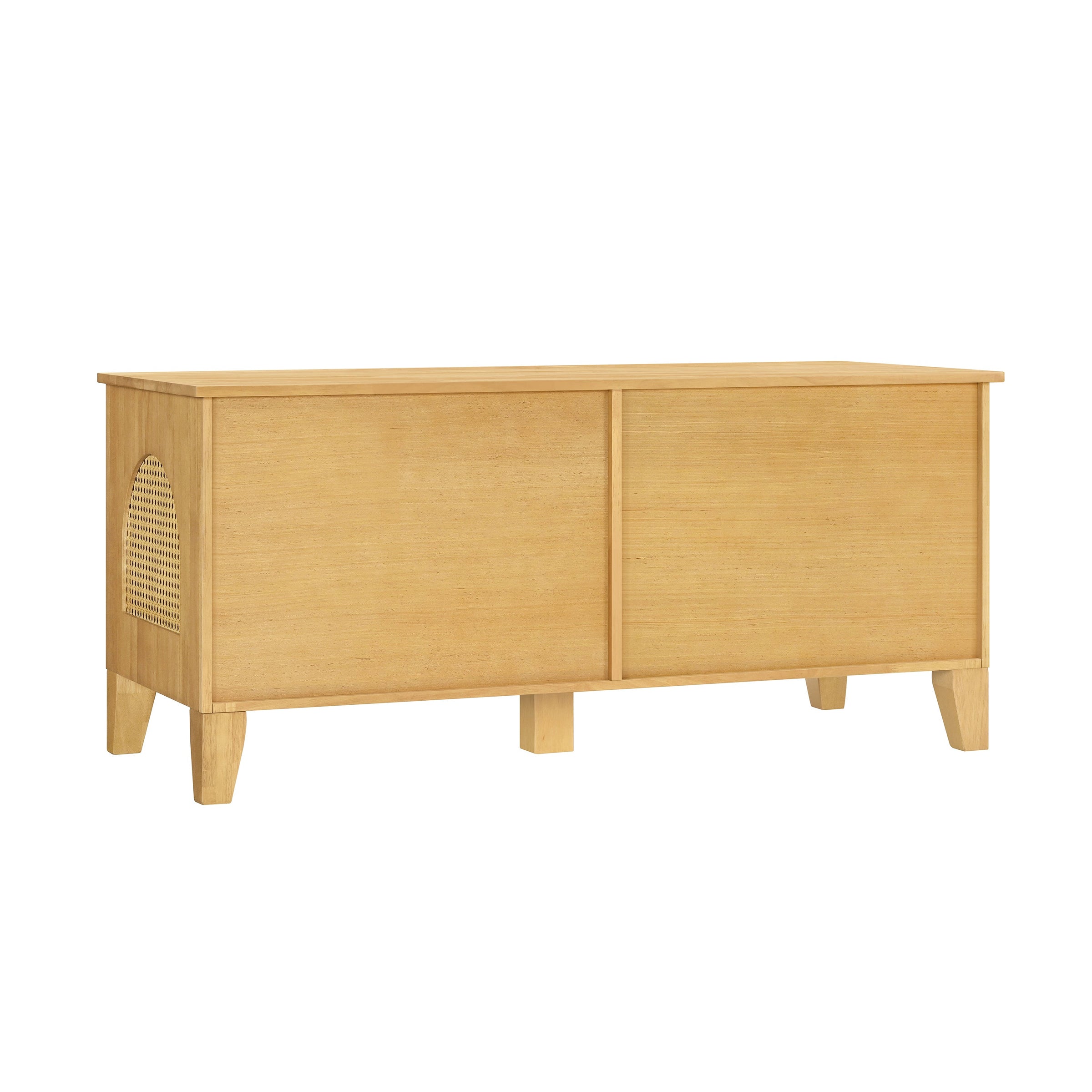 Rattan Wooden Dog Crate Cabinet with Storage – Indoor Rubber Wood Pet