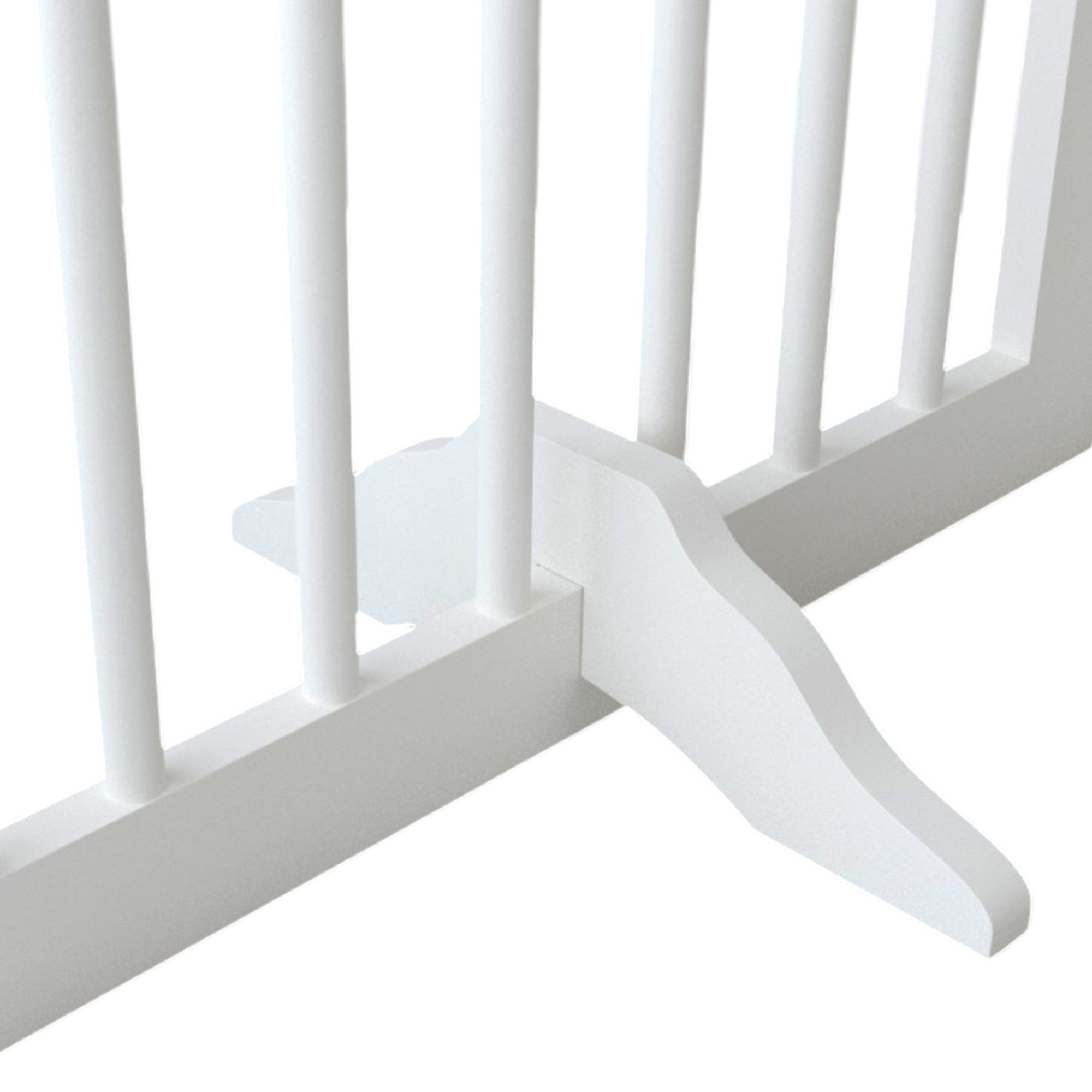 27.6" Tall Freestanding Wooden Pet Gate – Foldable 4-Panel Dog Safety