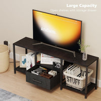LED TV Stand For 55 Inch TVs With Open Shelves Black