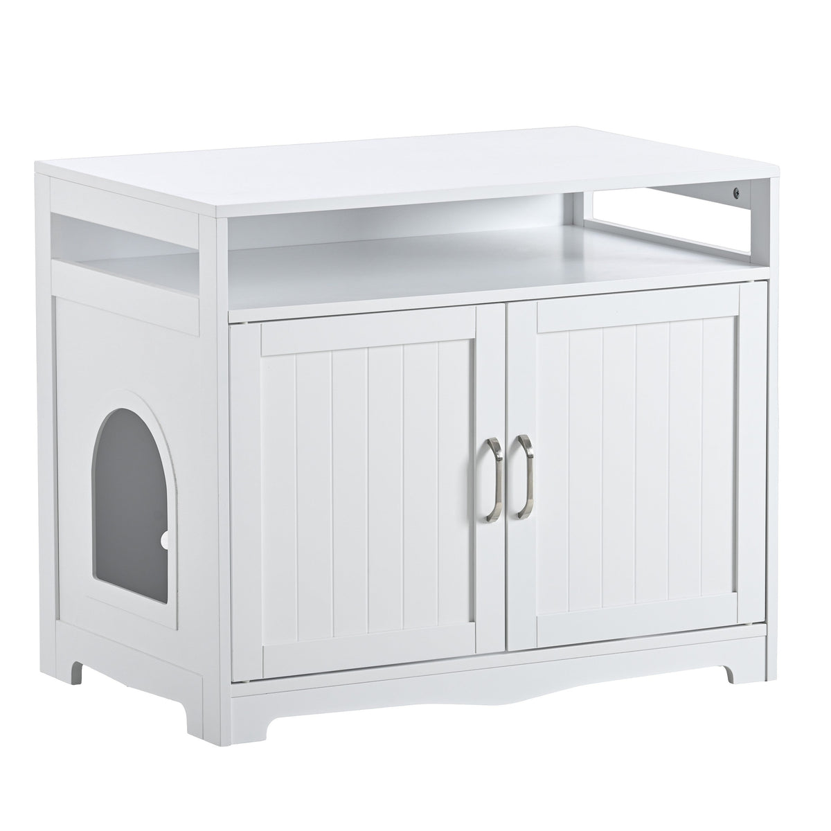 Hidden Cat Litter Box Furniture with Storage Bench , Wooden Pet House