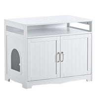 Hidden Cat Litter Box Furniture with Storage Bench , Wooden Pet House