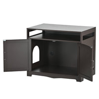 Hidden Cat Litter Box Furniture with Storage Bench , Wooden Pet House