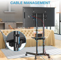 Rolling TV Stand 32-75 Inch With Height Adjustable Shelf