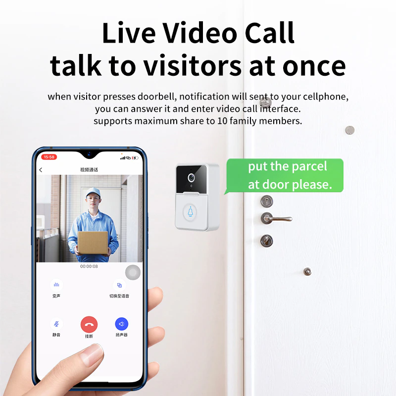 Wireless Security Smart WiFi Doorbell Intercom Video Camera Door Ring