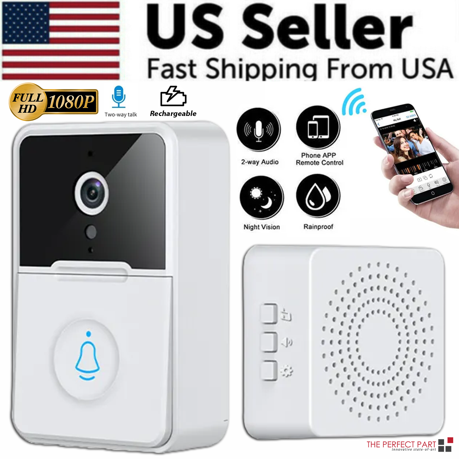 Wireless Security Smart WiFi Doorbell Intercom Video Camera Door Ring