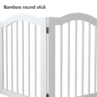 27.6" Tall Freestanding Wooden Pet Gate – Foldable 4-Panel Dog Safety