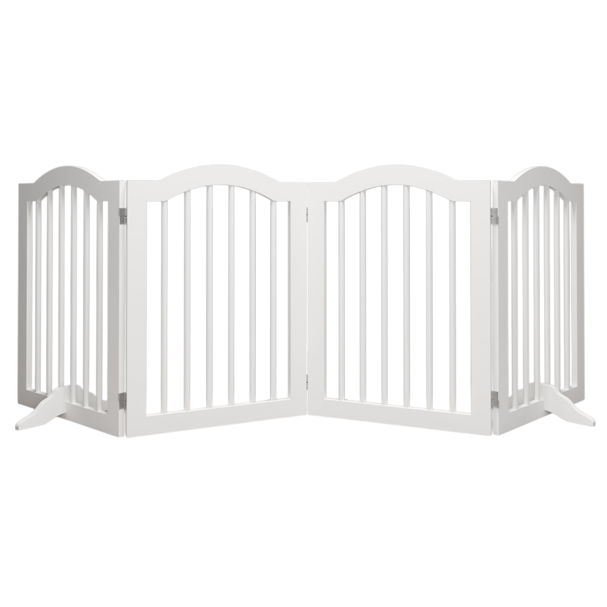 27.6" Tall Freestanding Wooden Pet Gate – Foldable 4-Panel Dog Safety