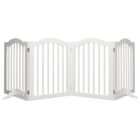 27.6" Tall Freestanding Wooden Pet Gate – Foldable 4-Panel Dog Safety