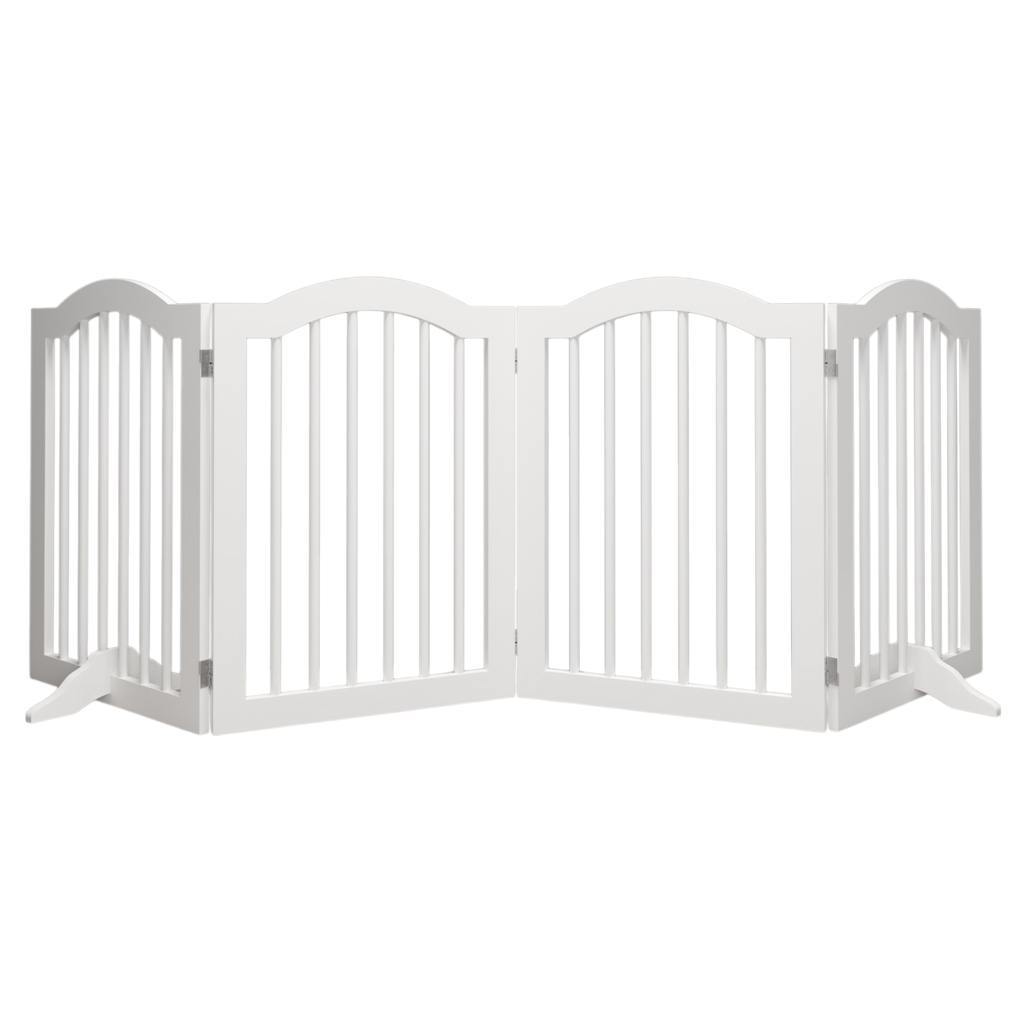 27.6" Tall Freestanding Wooden Pet Gate – Foldable 4-Panel Dog Safety