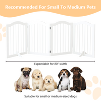 27.6" Tall Freestanding Wooden Pet Gate – Foldable 4-Panel Dog Safety