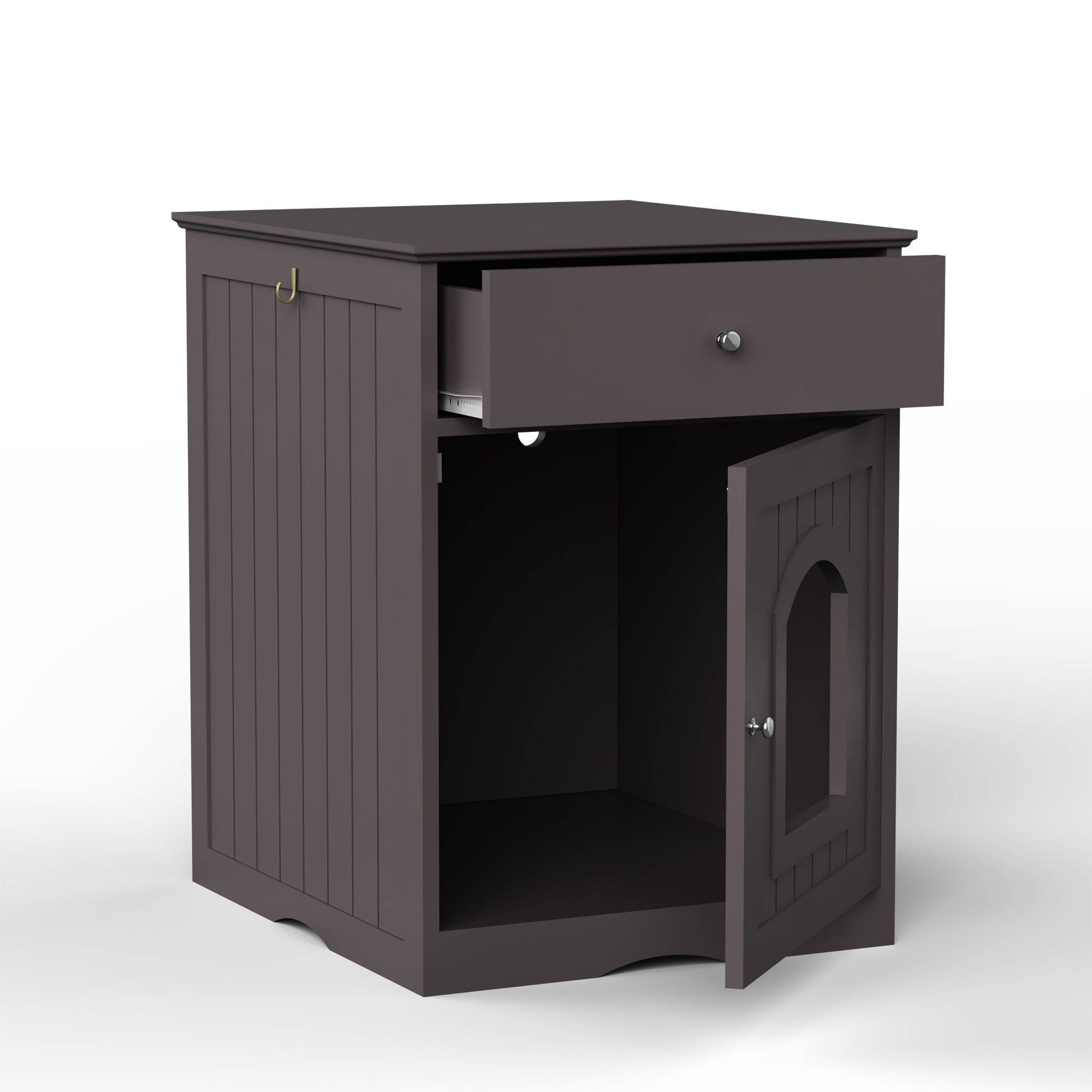 Wooden Cat Litter Box Enclosure with Drawer – MDF Pet House Side Table