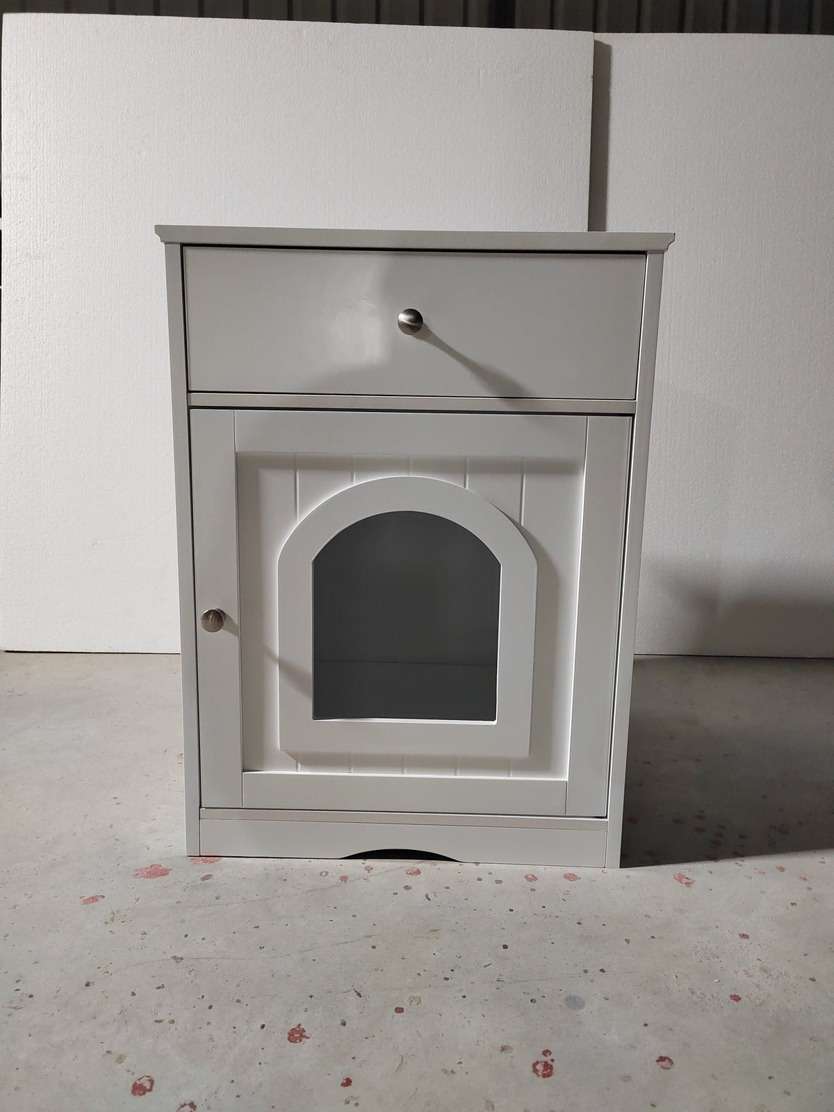 Wooden Cat Litter Box Enclosure with Drawer – MDF Pet House Side Table