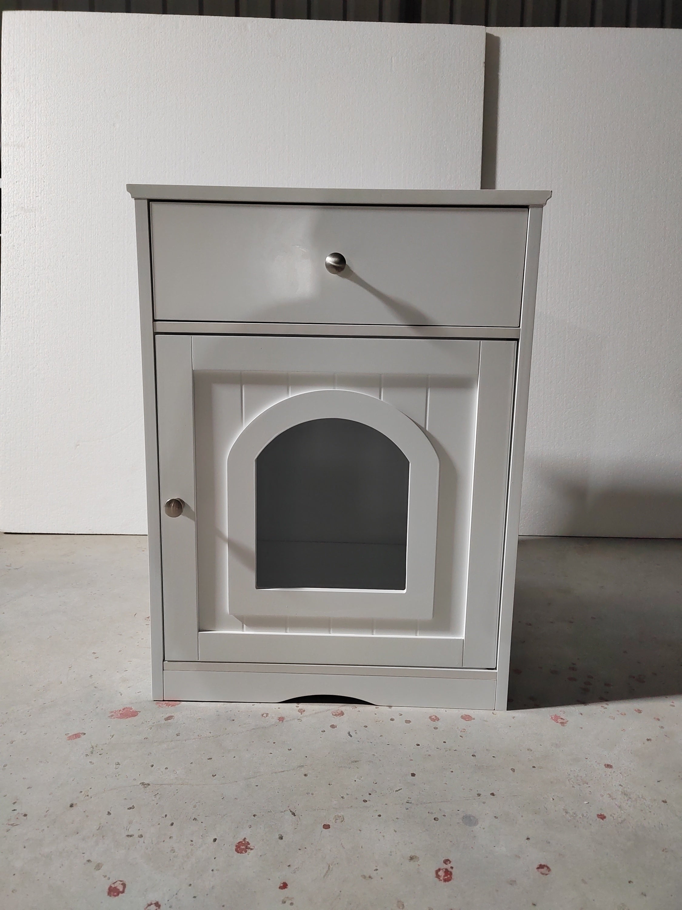 Wooden Cat Litter Box Enclosure with Drawer – MDF Pet House Side Table