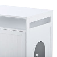 Hidden Cat Litter Box Furniture with Storage Bench , Wooden Pet House