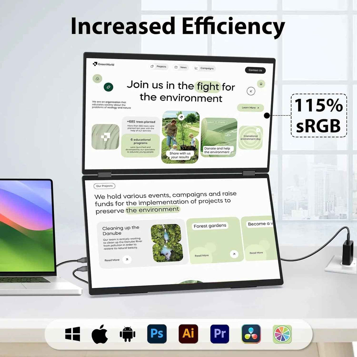 InnoView Foldable 18.5" Dual Monitor-INVPM509