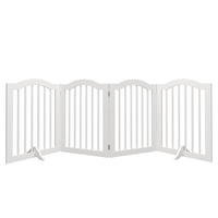 27.6" Tall Freestanding Wooden Pet Gate – Foldable 4-Panel Dog Safety