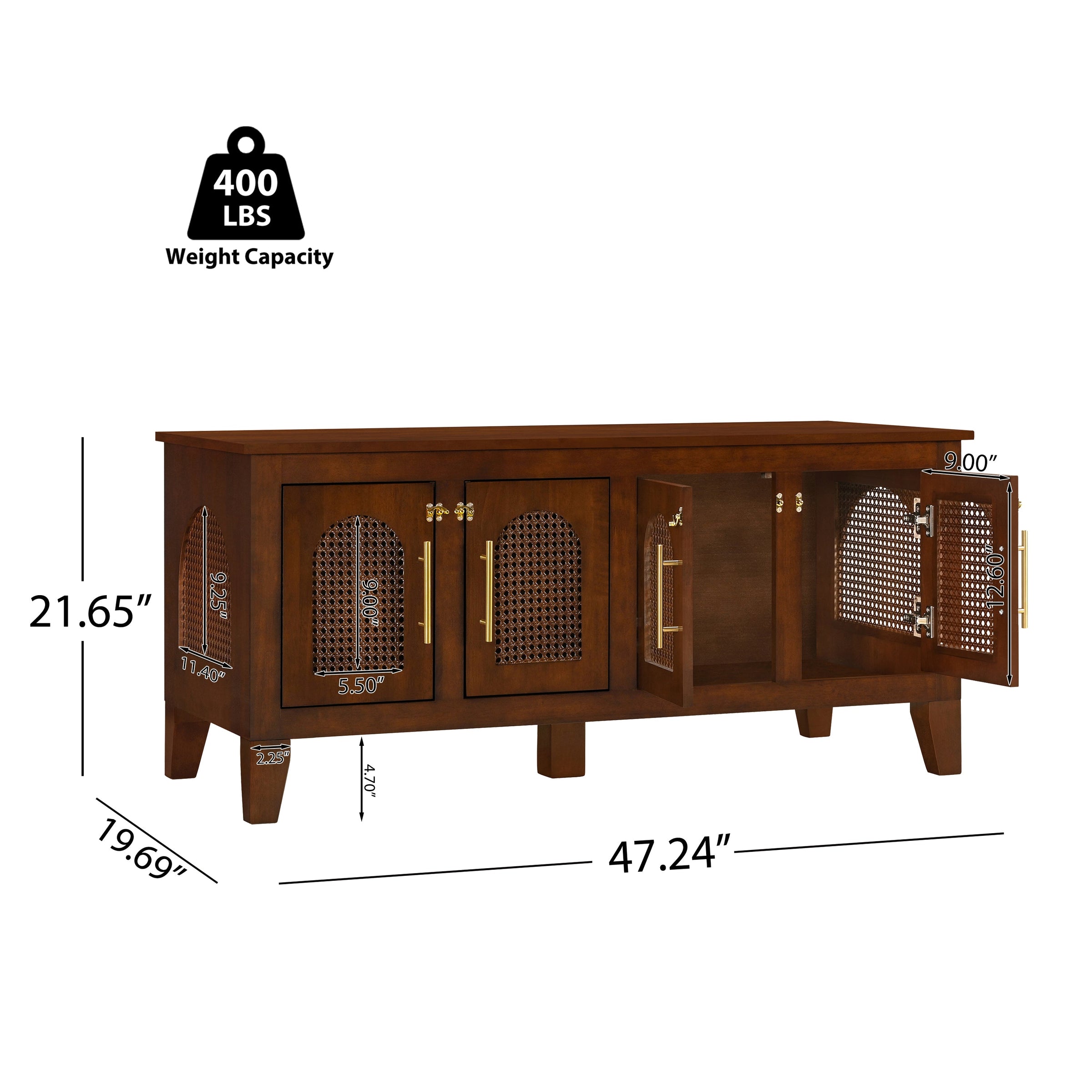Rattan Wooden Dog Crate Cabinet with Storage – Indoor Rubber Wood Pet
