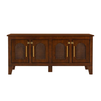 Rattan Wooden Dog Crate Cabinet with Storage – Indoor Rubber Wood Pet