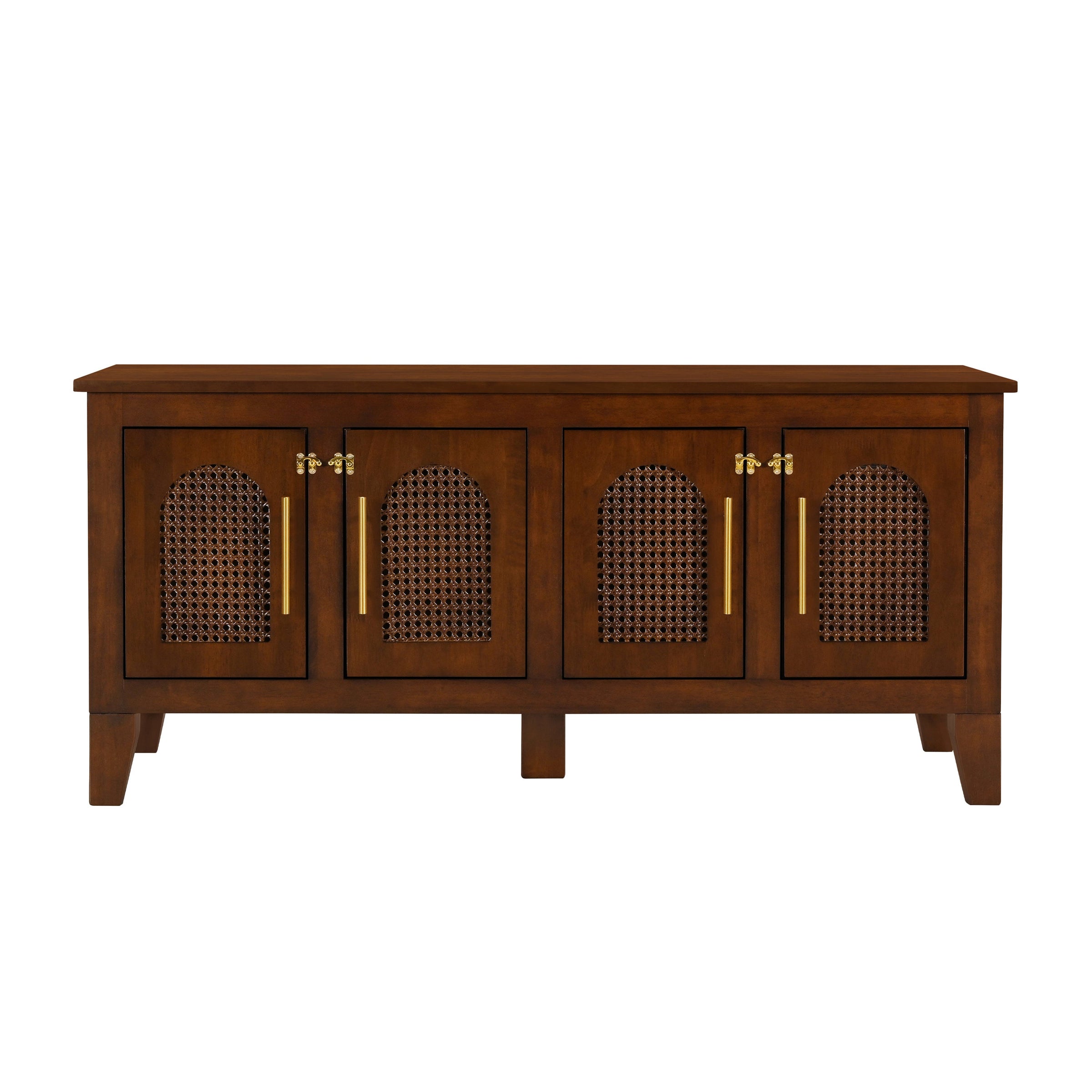 Rattan Wooden Dog Crate Cabinet with Storage – Indoor Rubber Wood Pet