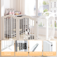 27.6" Tall Freestanding Wooden Pet Gate – Foldable 4-Panel Dog Safety
