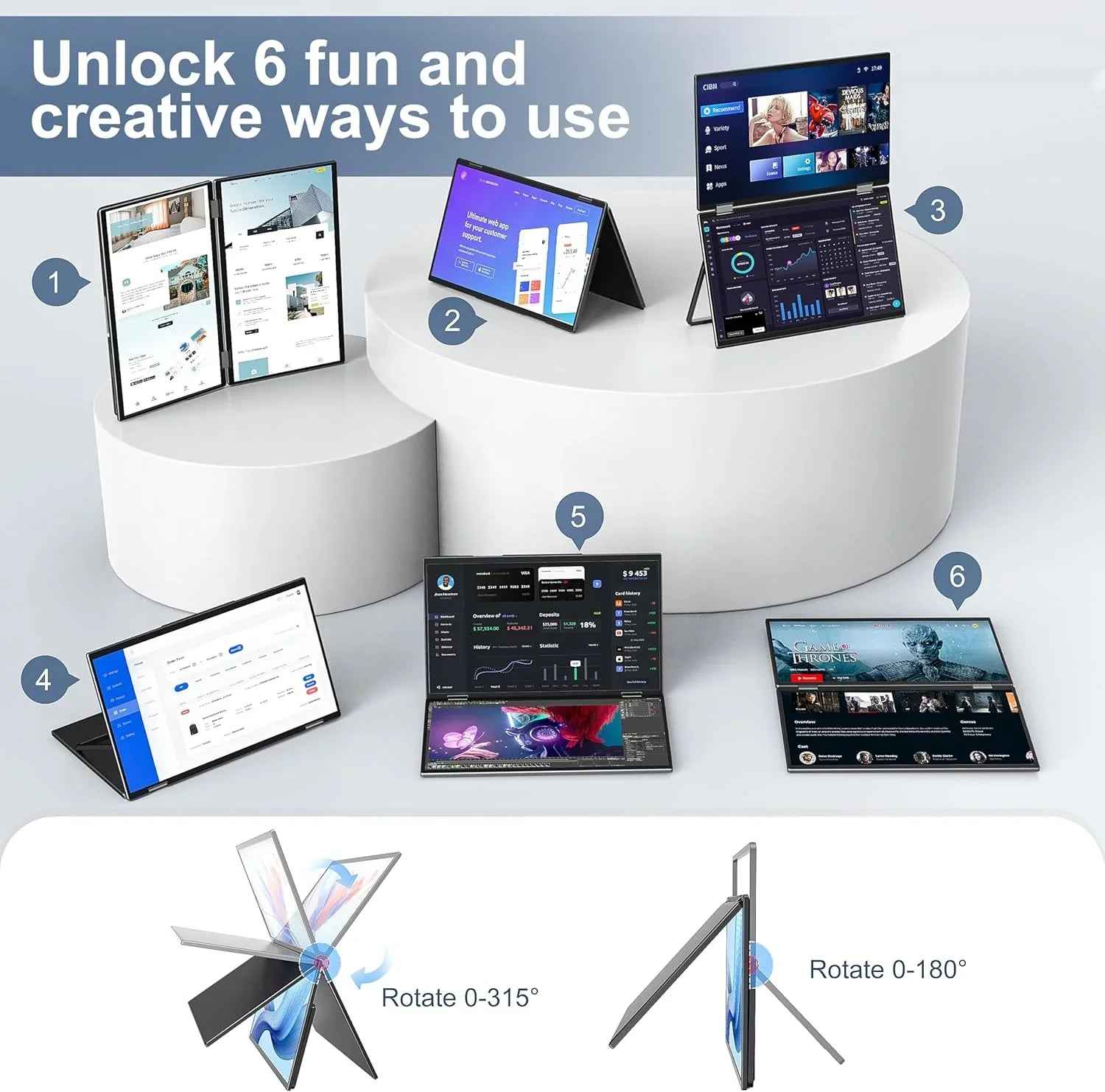 InnoView Foldable 15.6" Dual Portable Monitor-INVPM009-05B