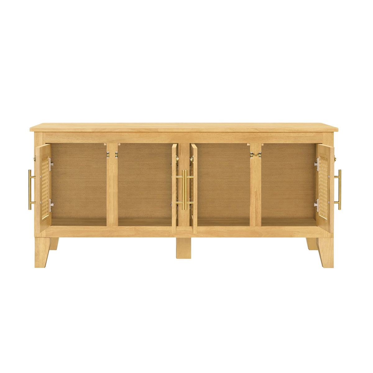 Rattan Wooden Dog Crate Cabinet with Storage – Indoor Rubber Wood Pet