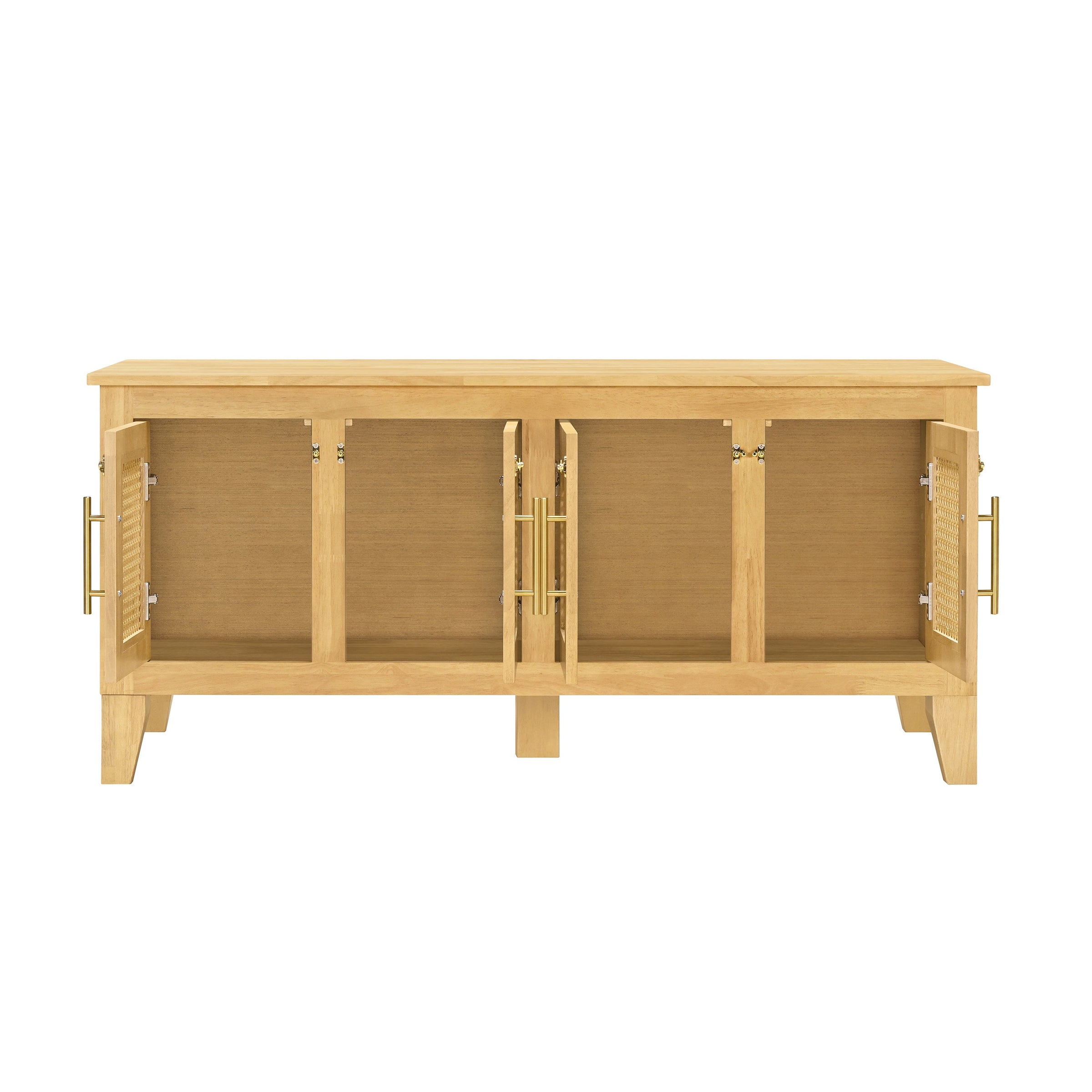Rattan Wooden Dog Crate Cabinet with Storage – Indoor Rubber Wood Pet