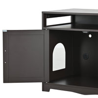 Hidden Cat Litter Box Furniture with Storage Bench , Wooden Pet House