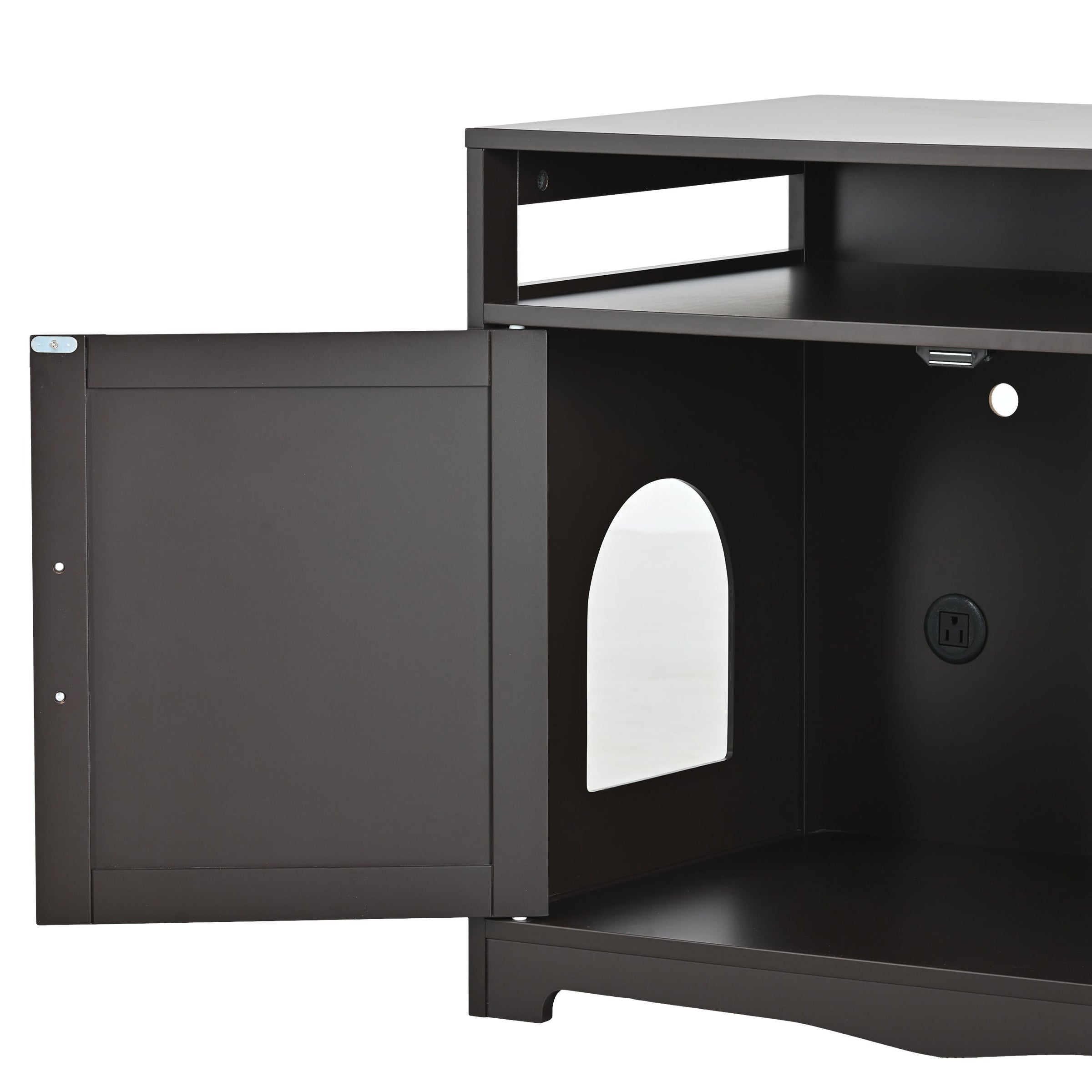 Hidden Cat Litter Box Furniture with Storage Bench , Wooden Pet House