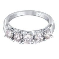 White Moissanite 5-Stone Ring Sterling Silver
