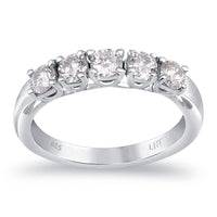 White Moissanite 5-Stone Ring Sterling Silver
