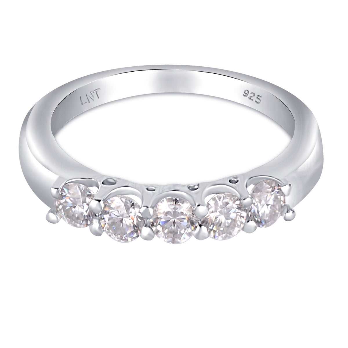 White Moissanite 5-Stone Ring Sterling Silver