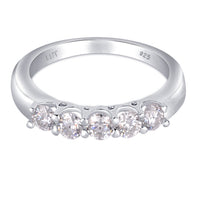 White Moissanite 5-Stone Ring Sterling Silver